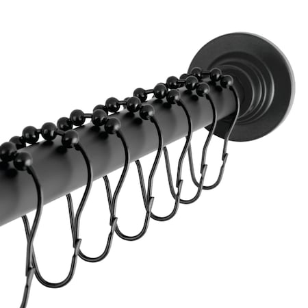 Kingston Brass 6072 Stainless Steel Adjustable Tension Shower Curtain Rod with Rings, Matte Black SCC3110